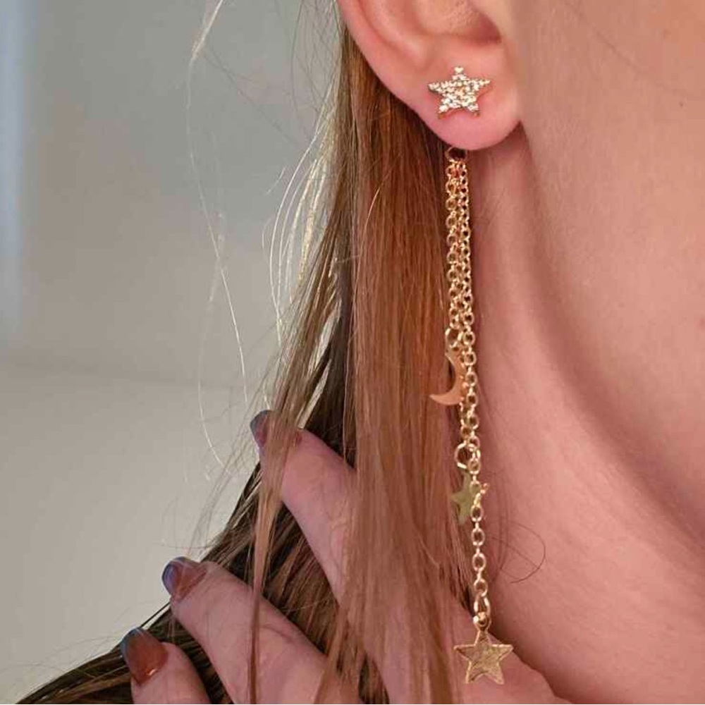 🌙 Celestial Moon Dangle Earrings 🌙 - Picture 2 of 4